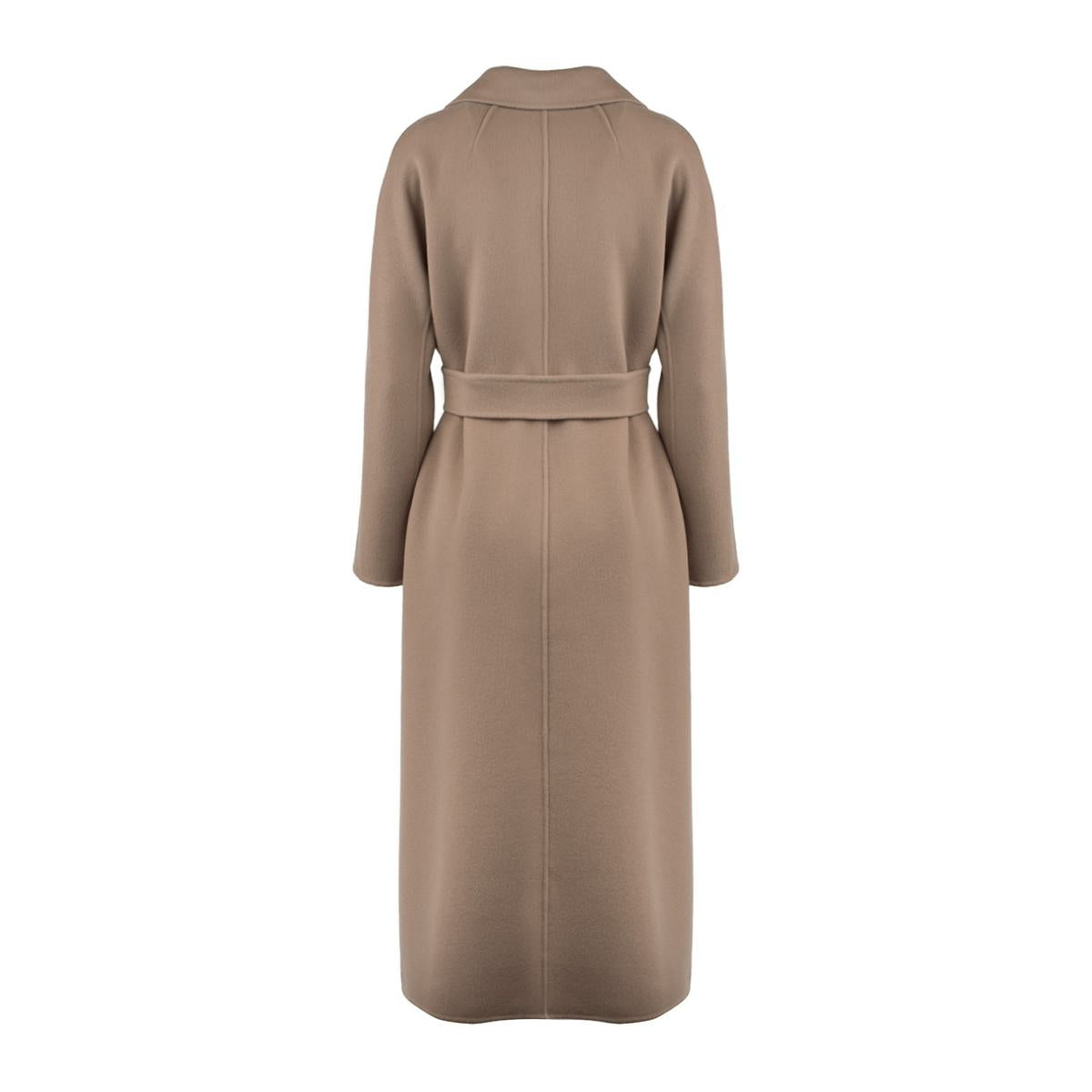 Max Mara – Midimantel aus drapierter Wolle in Taubengrau