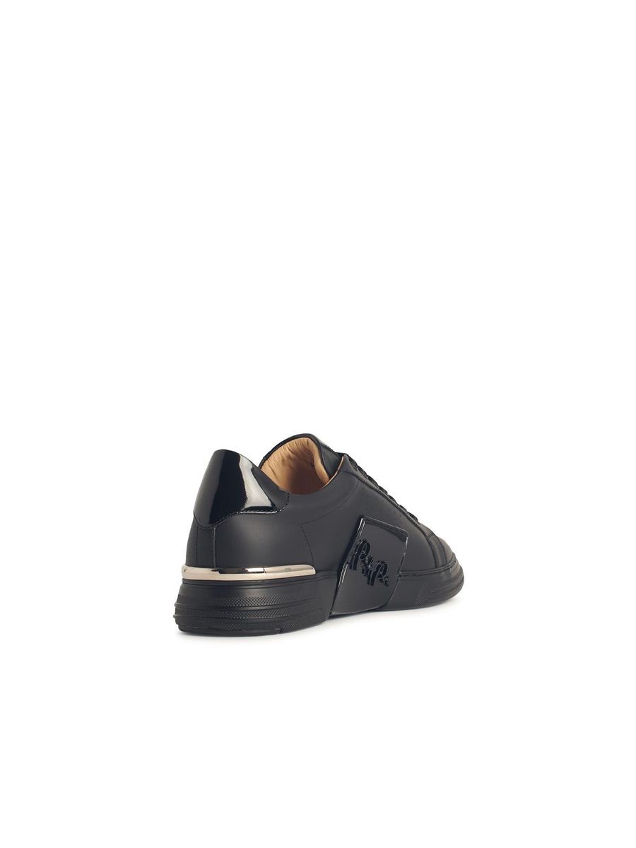 Philipp Plein – Schwarze Leder-Sneaker „Hexagon“