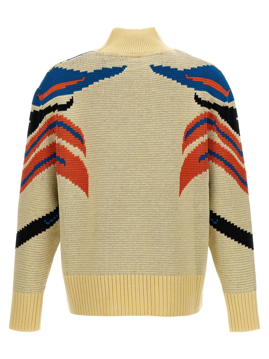 Blaumarmorierter Jacquardpullover