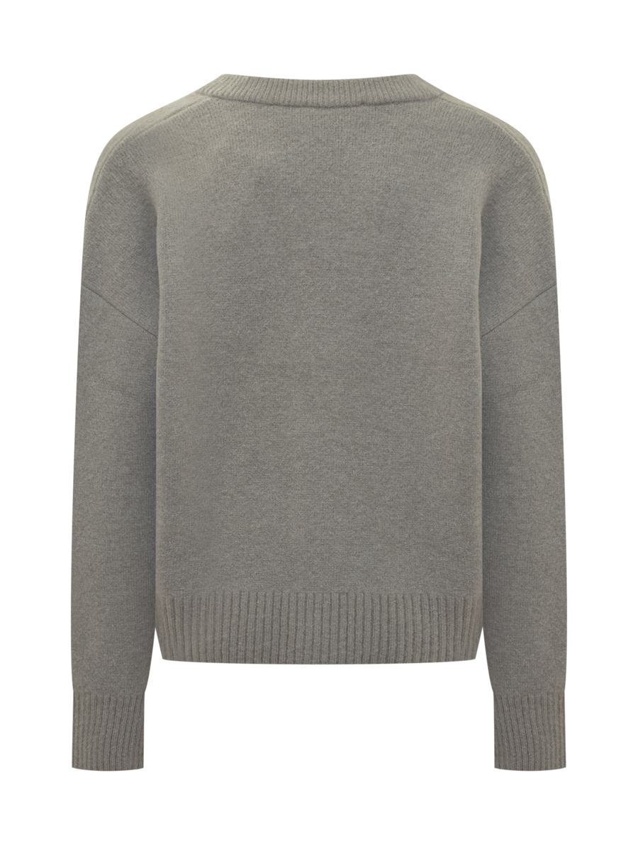 AMI Paris Ami Alexandre Mattiussi Herren Graue Wollstrickjacke