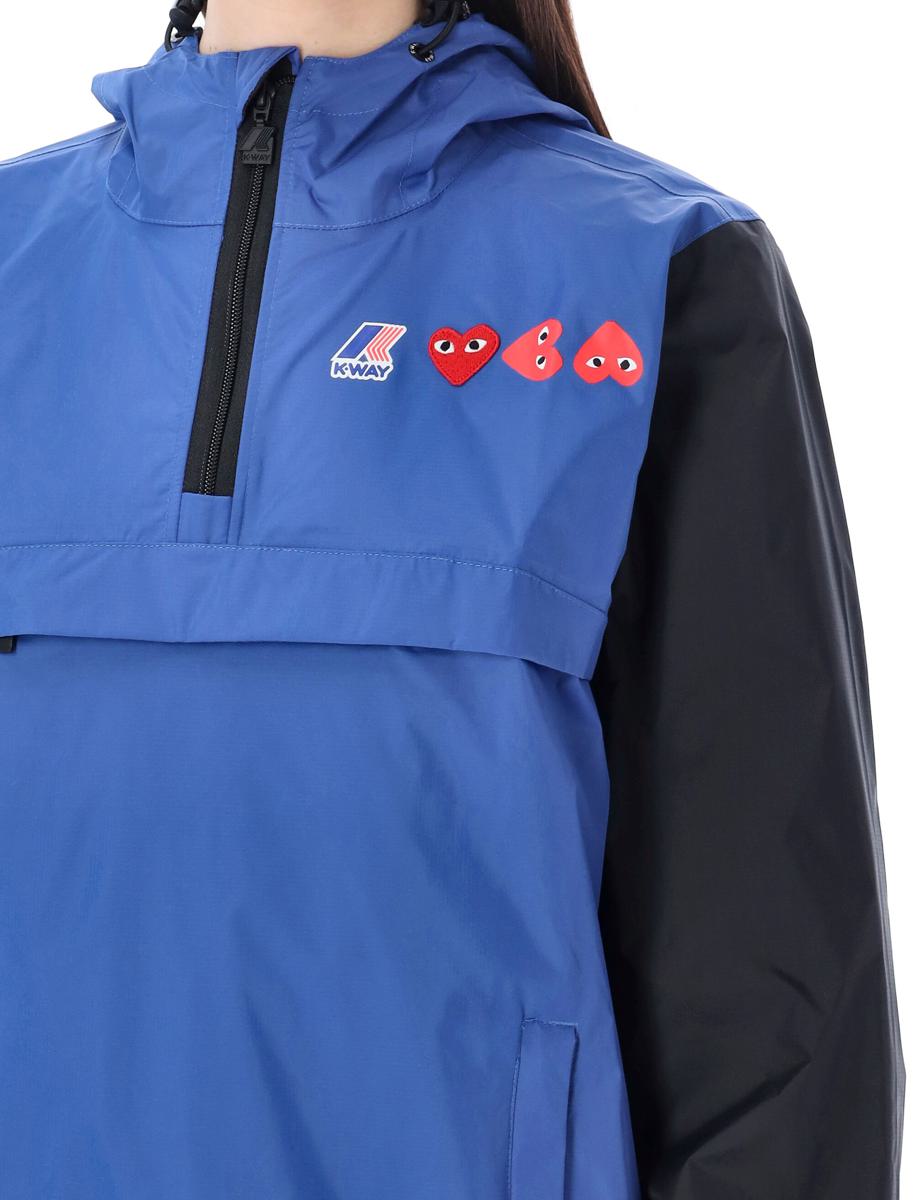 Comme Des Garçons Play – Zweifarbige, wasserdichte Kapuzenjacke