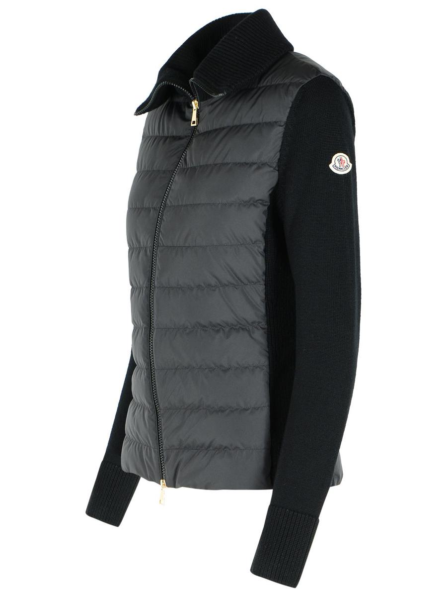 Moncler Schwarze Schurwollmischungsjacke