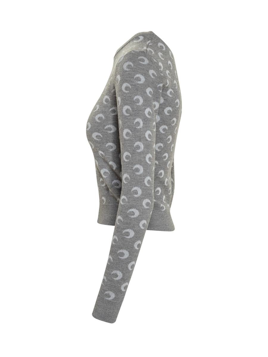 Marine Serre – Grauer Slim-Fit-Pullover mit Mond-Print von Marine Serre