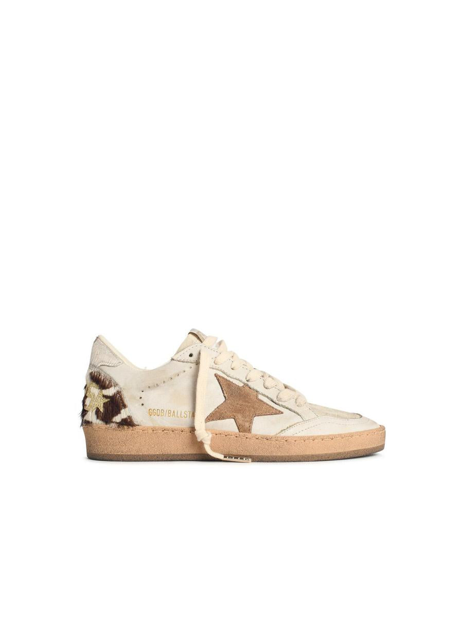 Golden Goose „Ball Star“ Sneakers aus weißem Wildleder und Ponyleder