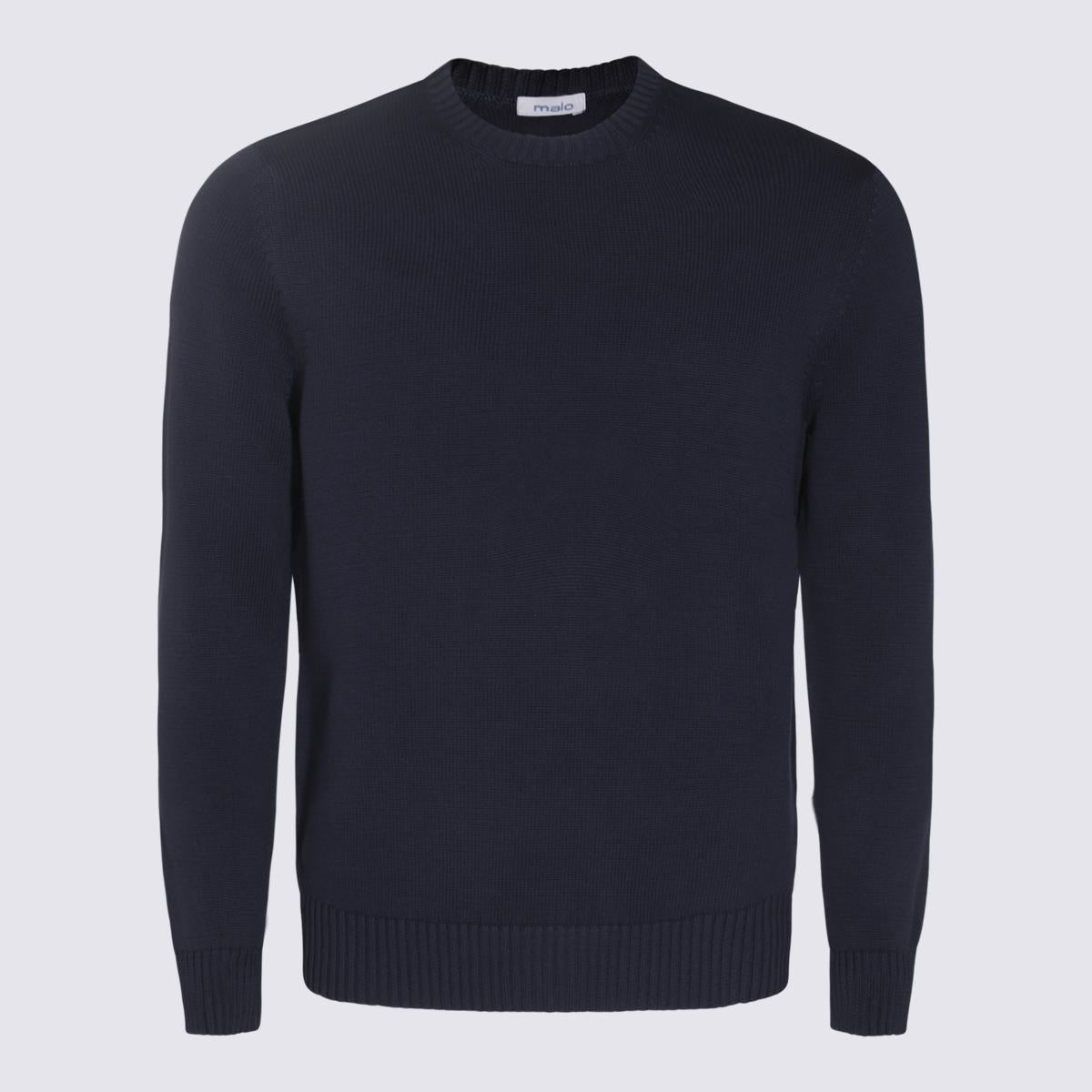 Malo Blauer Baumwollstrick
