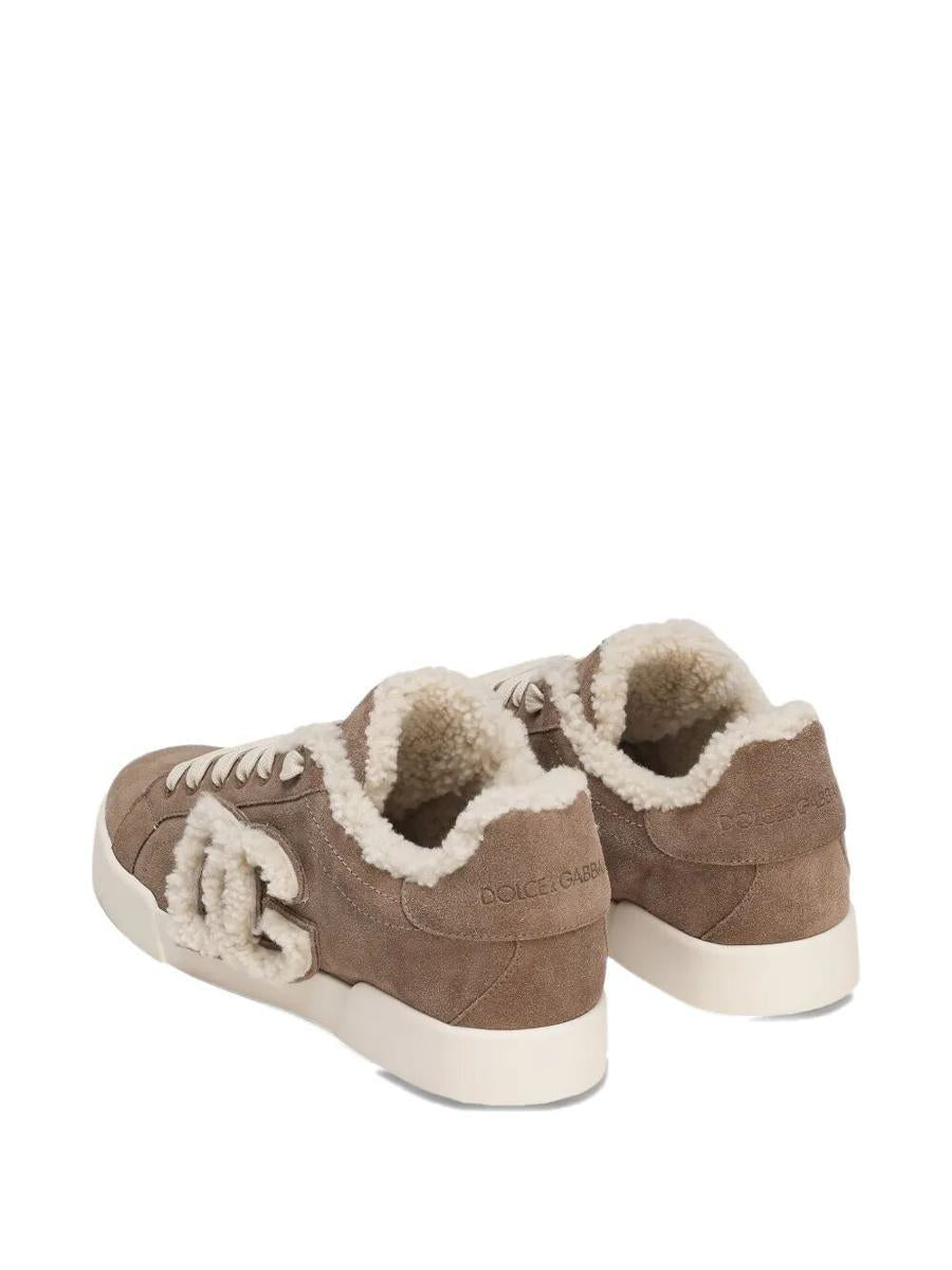 Dolce & Gabbana – Wildleder-Sneakers mit Lammfellfutter