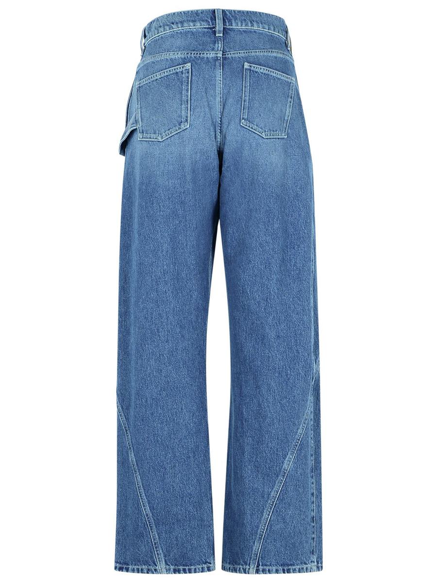 JW Anderson – Workwear-Baumwollhose mit hellblauem, verdrehtem Bein