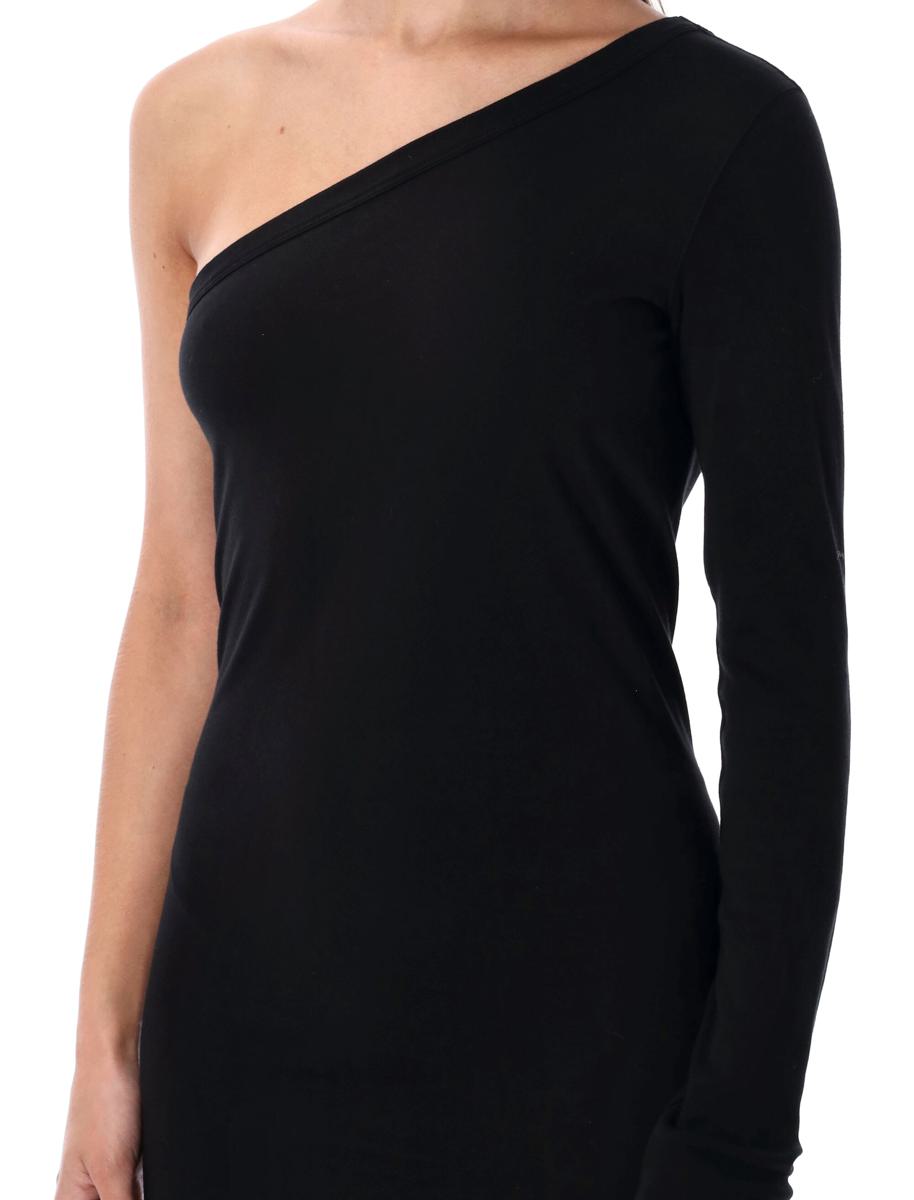 Rick Owens Drkshdw Ziggy One-Shoulder-Kleid aus schwarzem Baumwolljersey