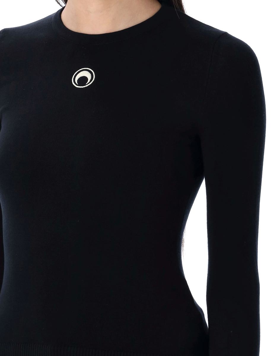 Marine Serre – Figurbetonter Strickpullover mit Mondlogo