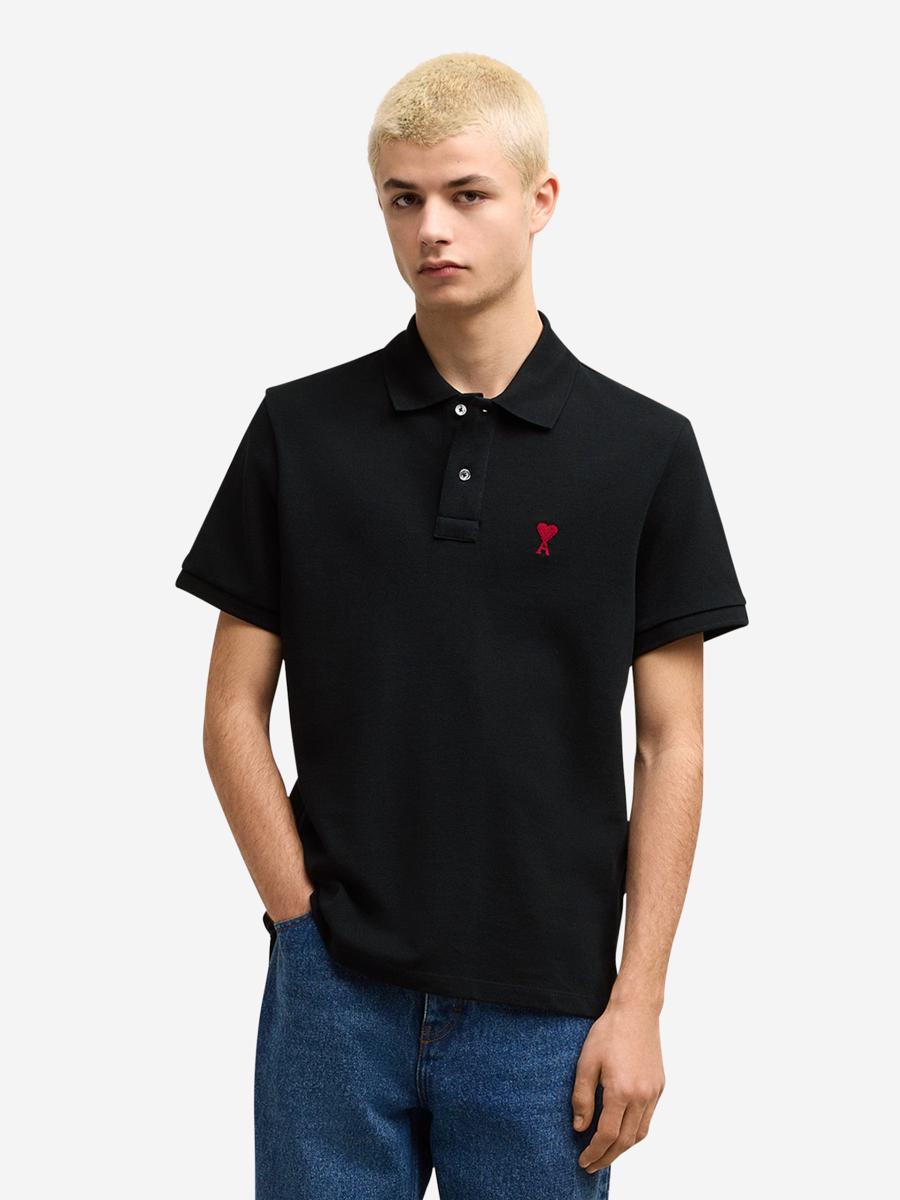 AMI Paris Baumwoll-Poloshirt mit Herzmuster