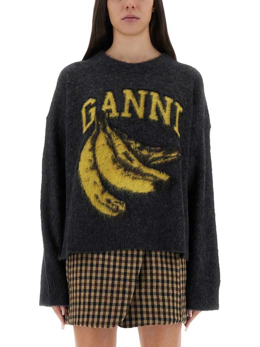 Ganni-Jersey mit Banane und Logo