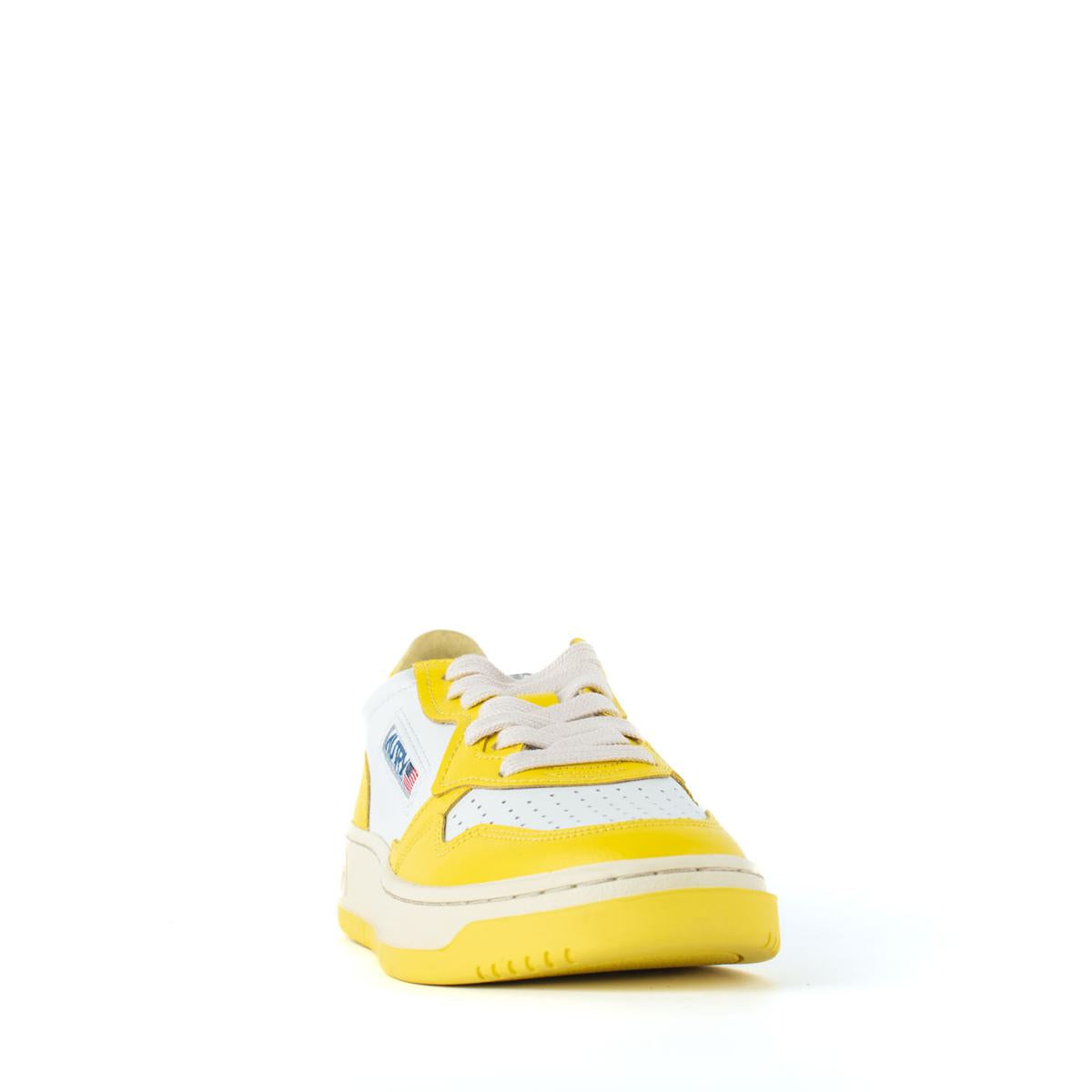 Autry zweifarbige weiße und gelbe Ledersneaker