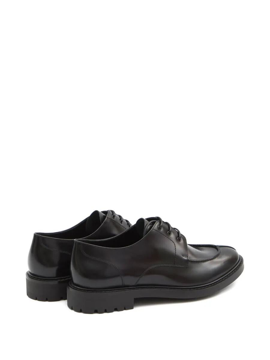 Saint Laurent – Derbies aus glattem Leder und Leinen