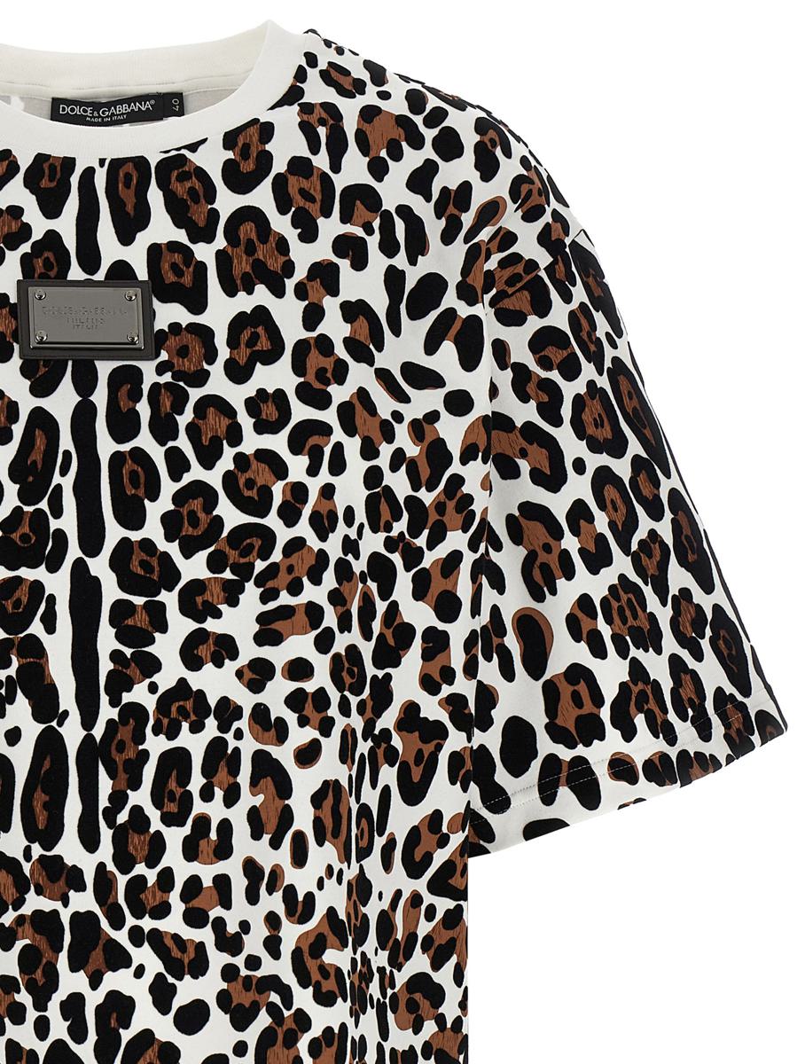 Dolce & Gabbana – T-Shirt mit Animalprint und Logo-Plakette
