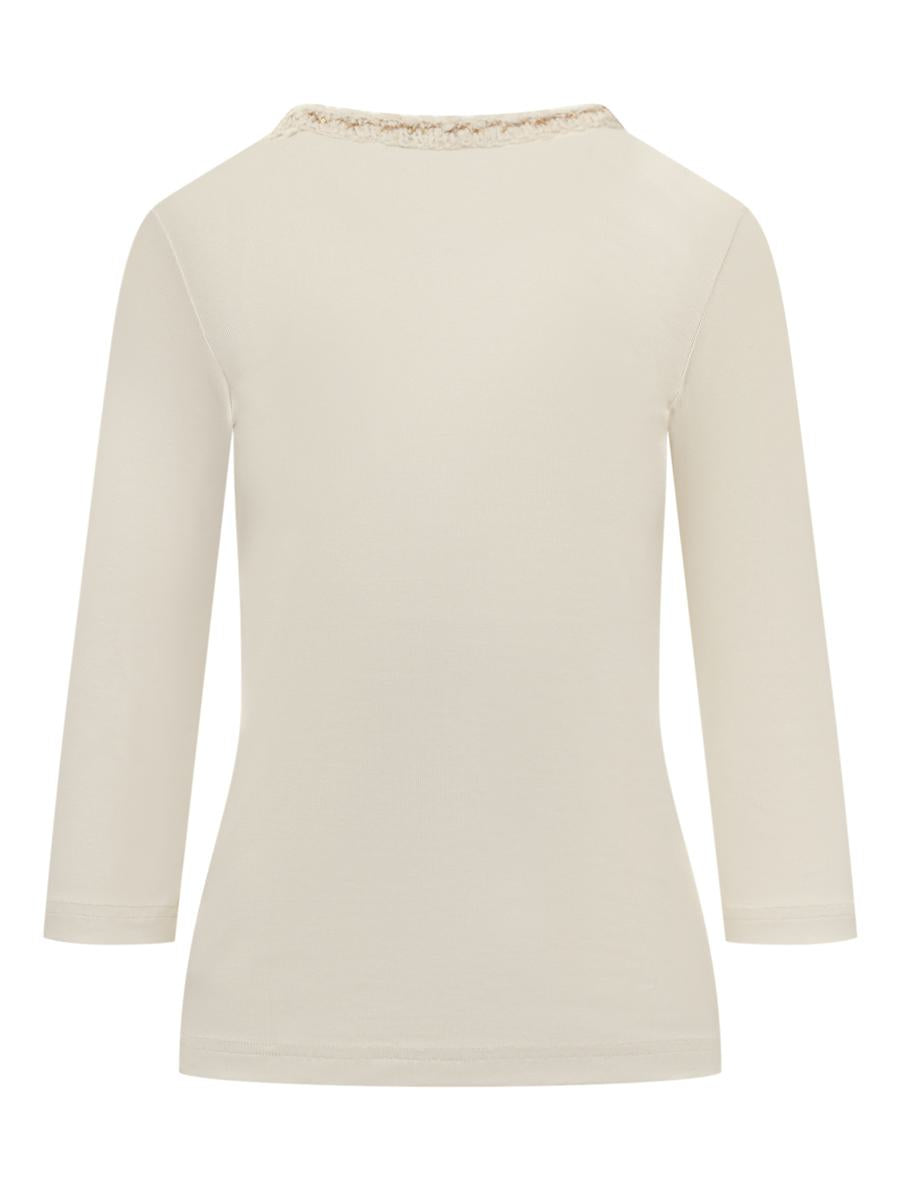 Fabiana Filippi Elfenbeinfarbenes T-Shirt mit Fabiana Filippi-Stickerei