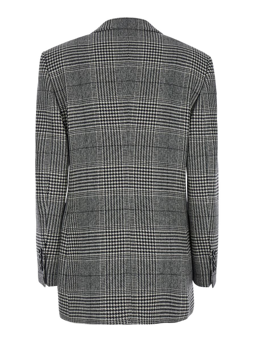 Graue einreihige Jacke mit Revers aus Wolle und Kaschmir für Damen