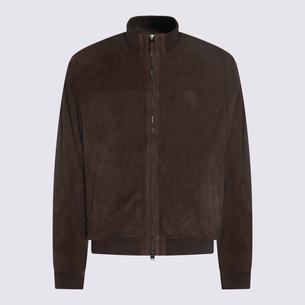 Canali Braune Lederjacke