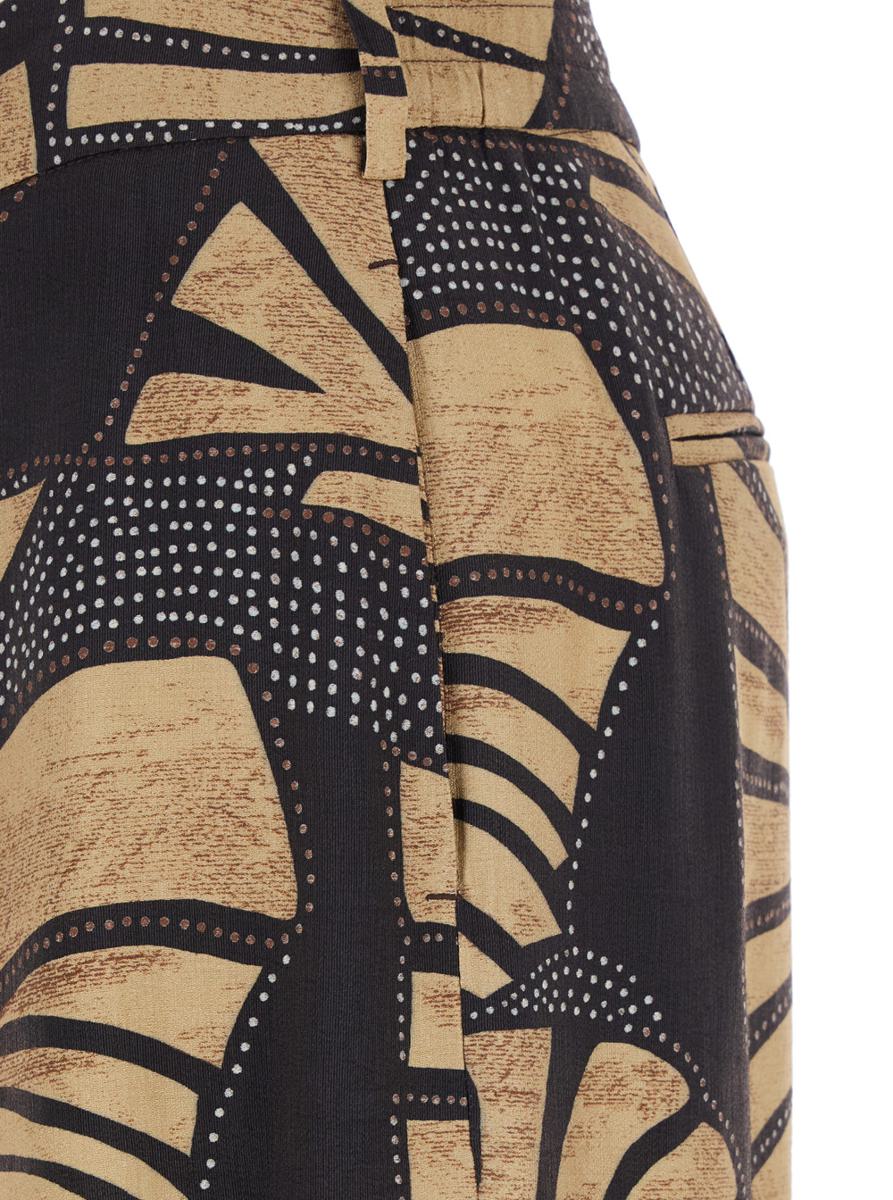 Braune Hose „Lorenza“ mit Allover-Printmotiv aus technischem Stoff für Damen