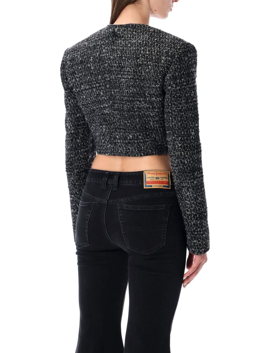 Diesel – Kurze Jacke aus Bouclé-Wollmischung „G-Crop-G“ in Schwarz