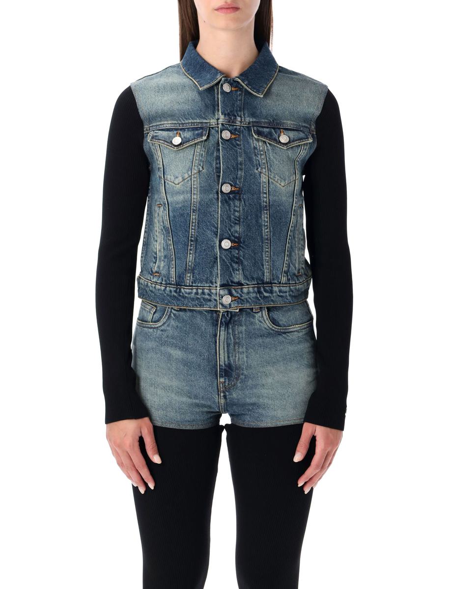 Coperni Hybrid-Jacke aus Rippstrick und Denim im Trompe-L'Œil-Stil