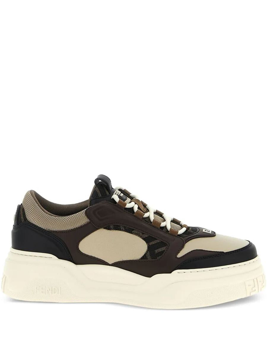 Fendi Force Leder-Sneakers mit FF-Jacquard- und Mesh-Details Schuhe