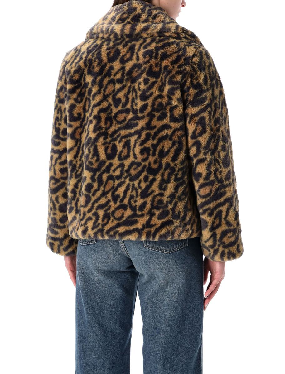 APC Johanna-Mantel aus Kunstpelz mit Leopardenmuster APC
