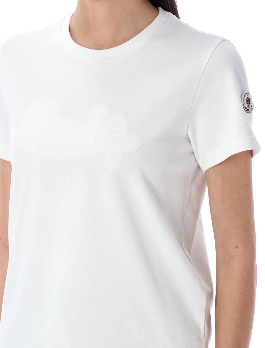 Moncler – T-Shirt mit aufgesticktem Kalligrafie-Logo
