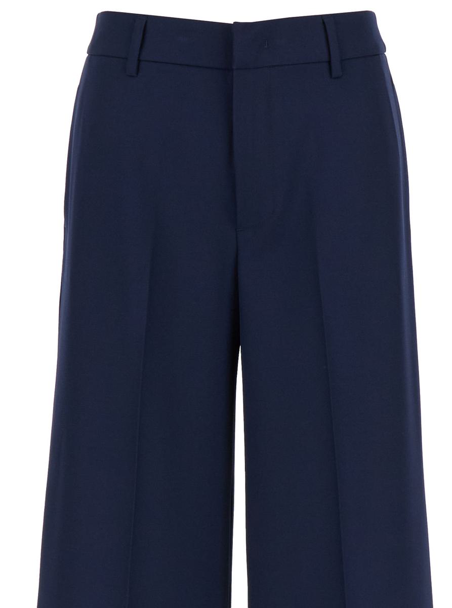 Blaue Hose mit weitem Bein aus Polyester für Damen