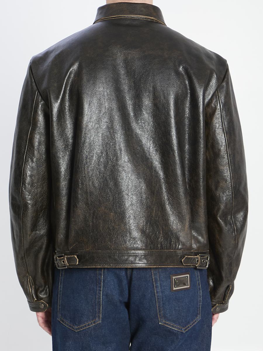 Bomberjacke aus Leder mit Antik-Effekt
