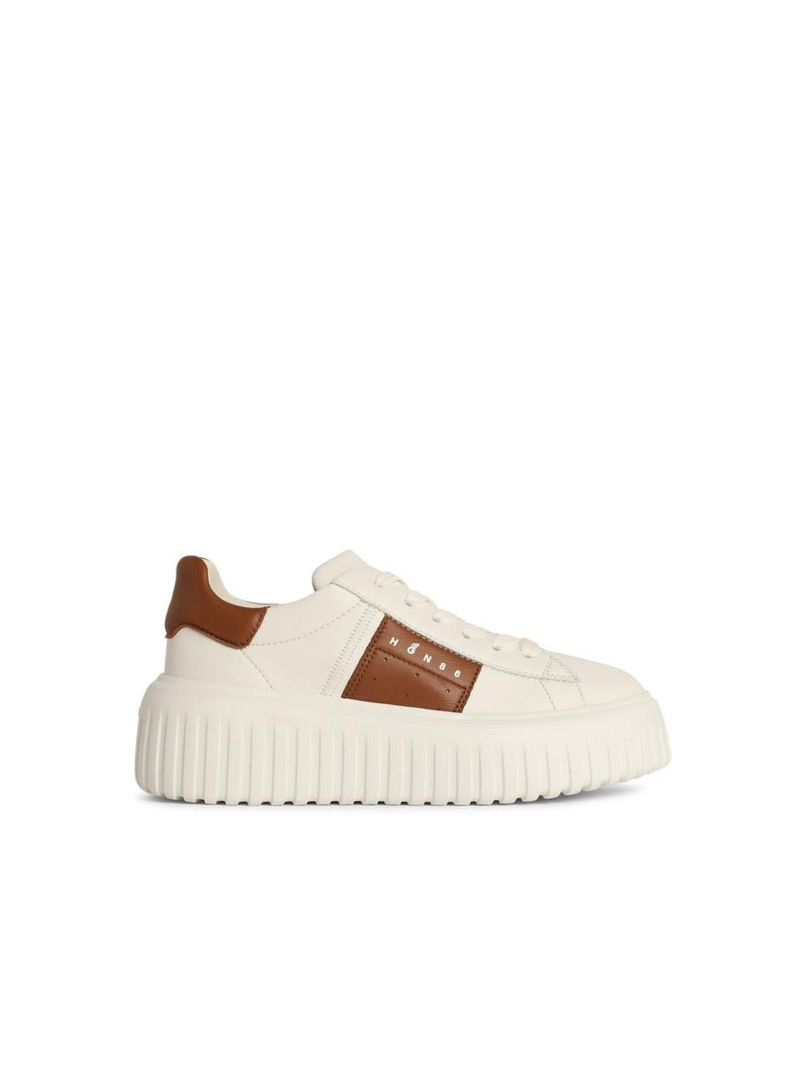 Hogan – Sneakers „H Stripes“ aus elfenbeinfarbenem Leder