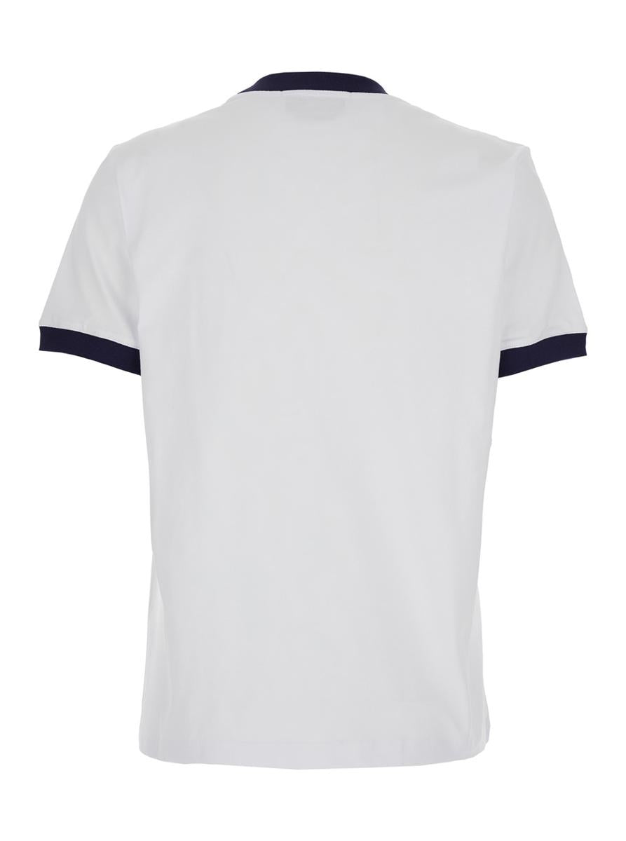 Weißes T-Shirt mit Rundhalsausschnitt und Logo-Print auf der Vorderseite aus Baumwolle für Damen