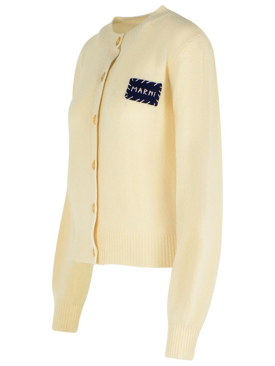 Marni Elfenbeinfarbene Kaschmir-Strickjacke