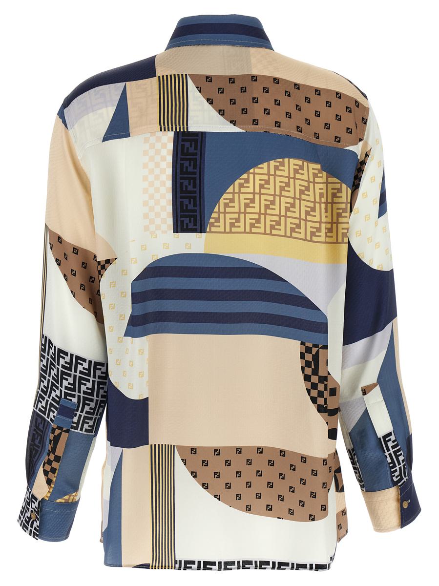 Fendi Patchwork-Seidenhemd
