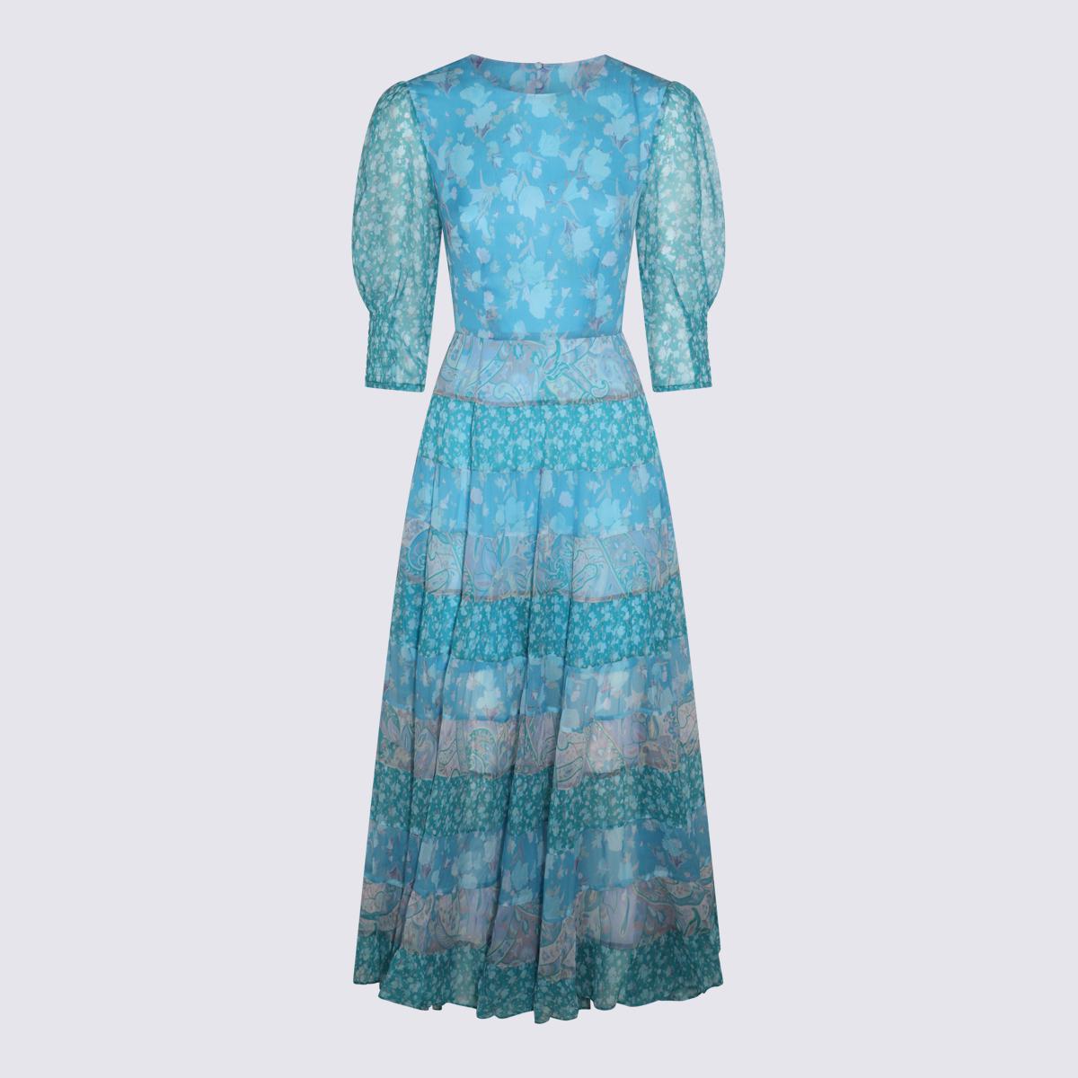Rixo Agyness-Kleid aus Viskose-Mix in Havana mit Blumenmuster in Blau