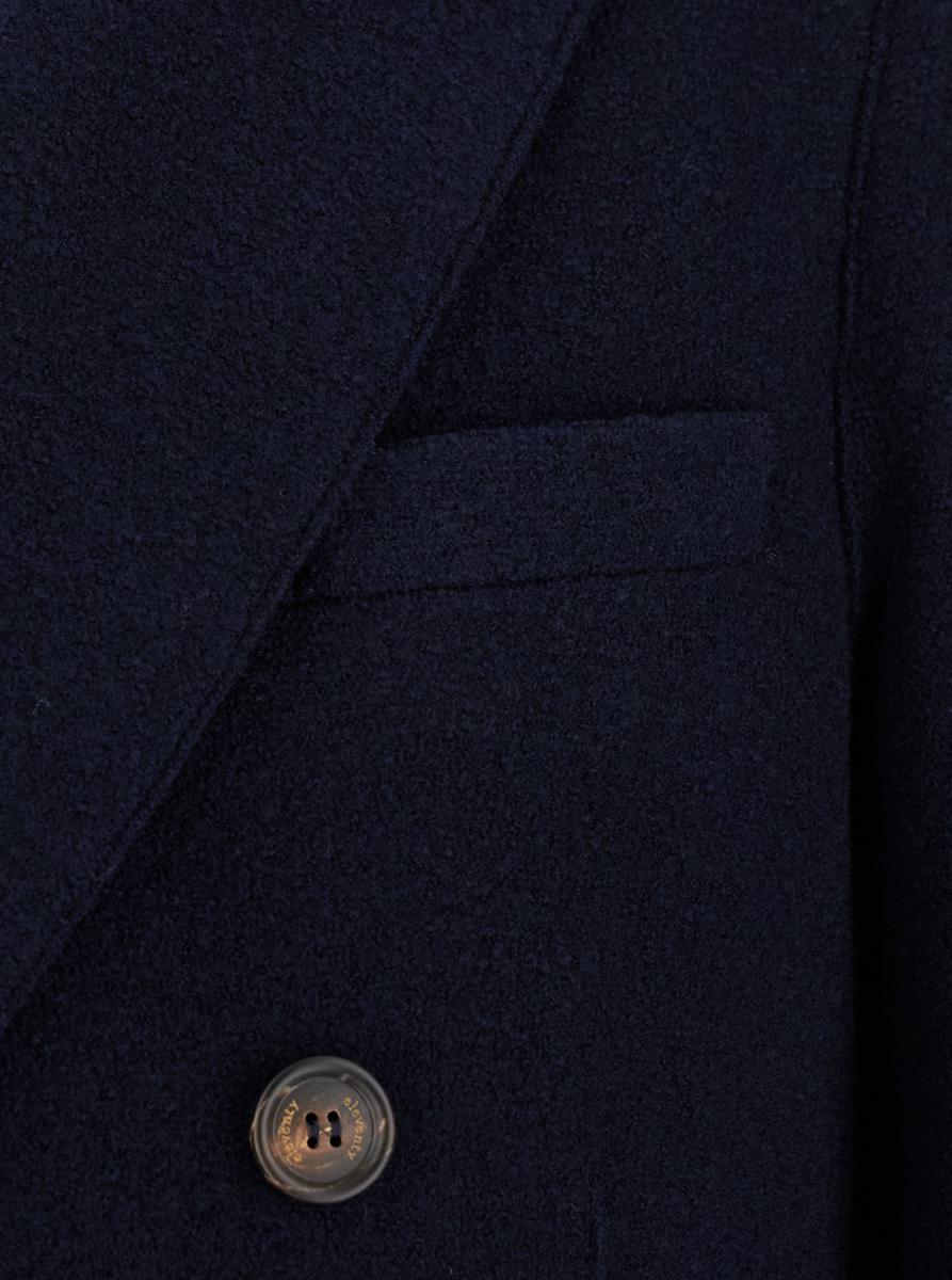 Blauer Zweireihermantel mit Revers aus Stoff für Herren
