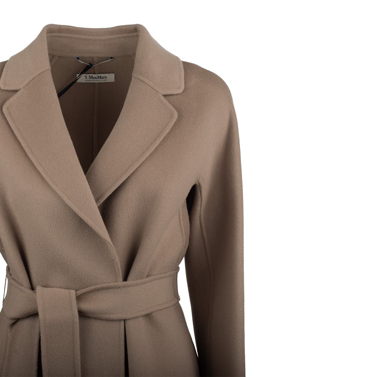 Max Mara – Midimantel aus drapierter Wolle in Taubengrau