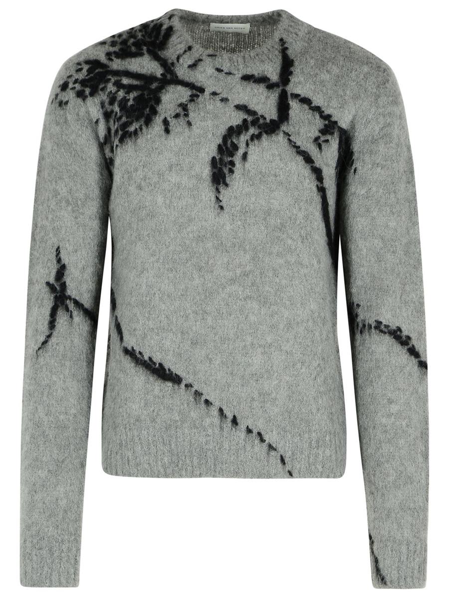 Dries Van Noten Grauer Wollmischungspullover