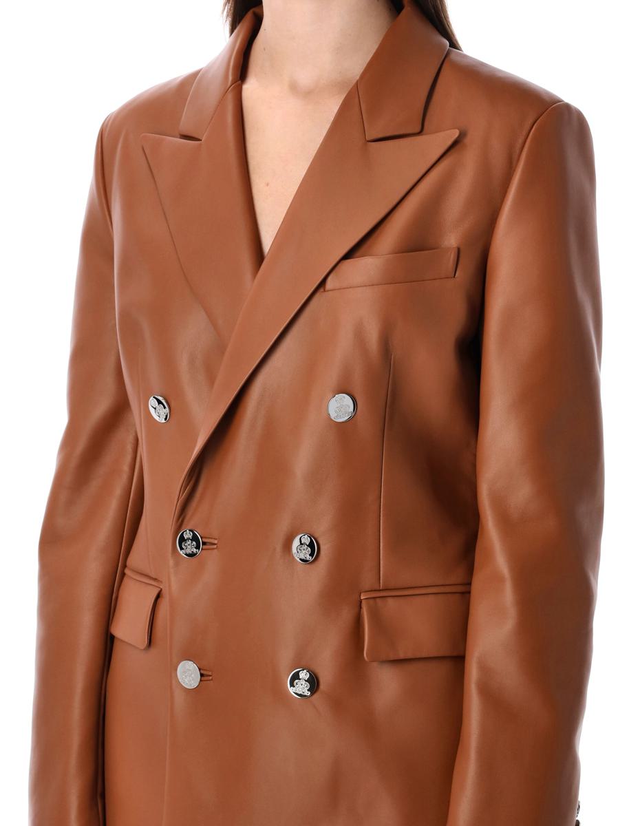 Ralph Lauren – Brauner Zweireiher-Blazer aus Leder