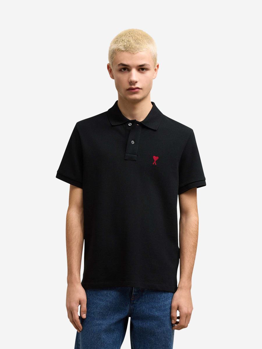 AMI Paris Baumwoll-Poloshirt mit Herzmuster