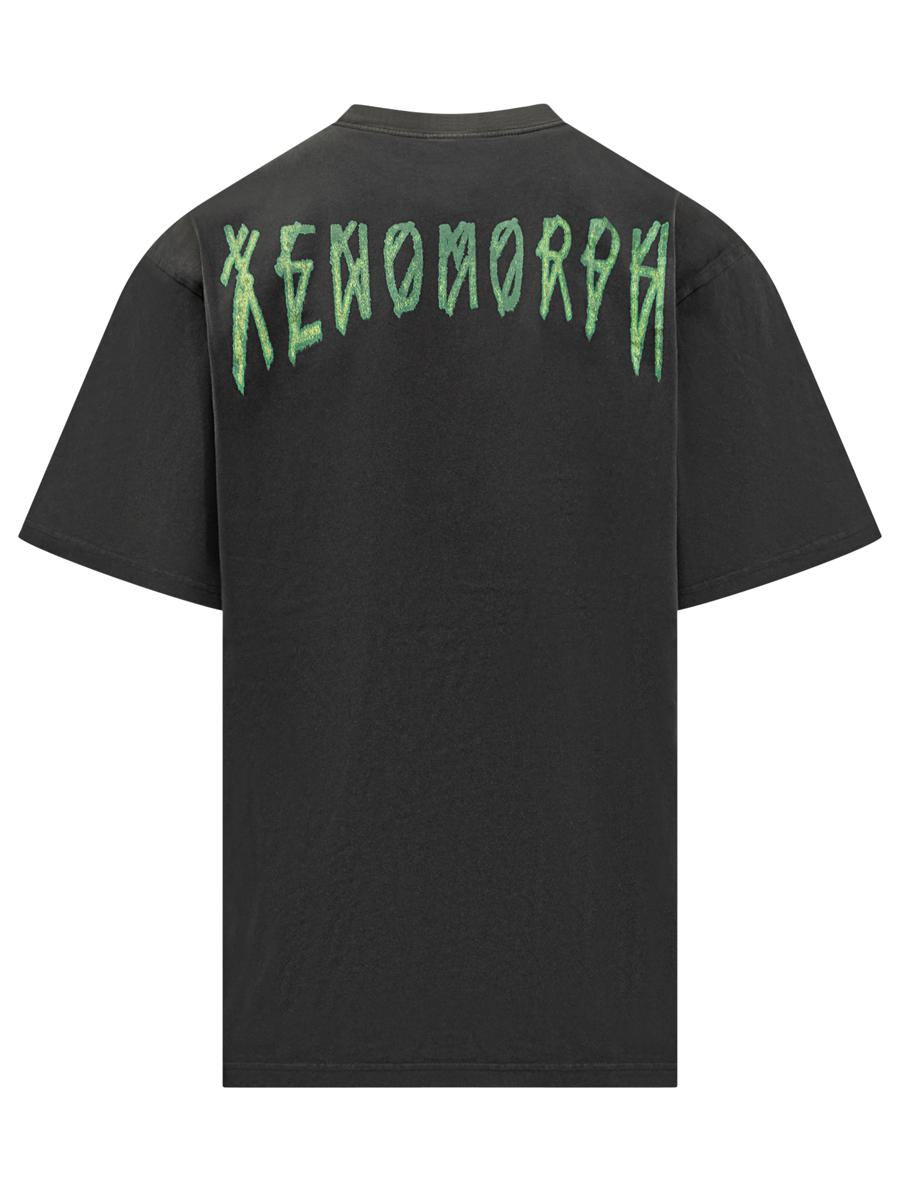 M44 Label Group – Schwarzes Oversize-T-Shirt „44 Label Group“ mit grünem Logo