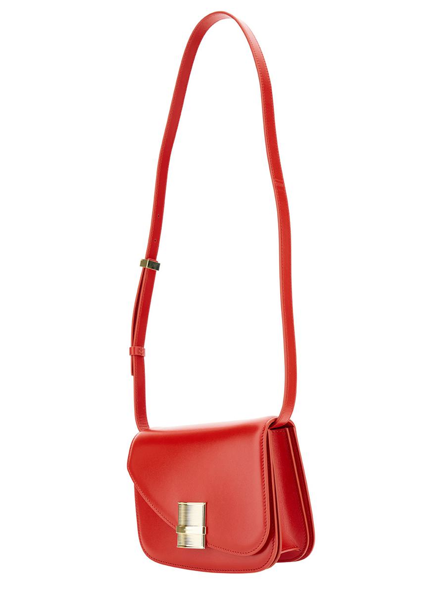 Asymmetrische Umhängetasche „Oyster“ in Rot mit Logodetail aus Leder für Damen