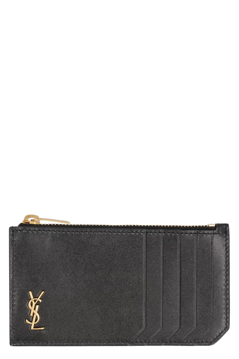 Saint Laurent Fragments Tiny Cassandre Kartenetui aus glattem Leder