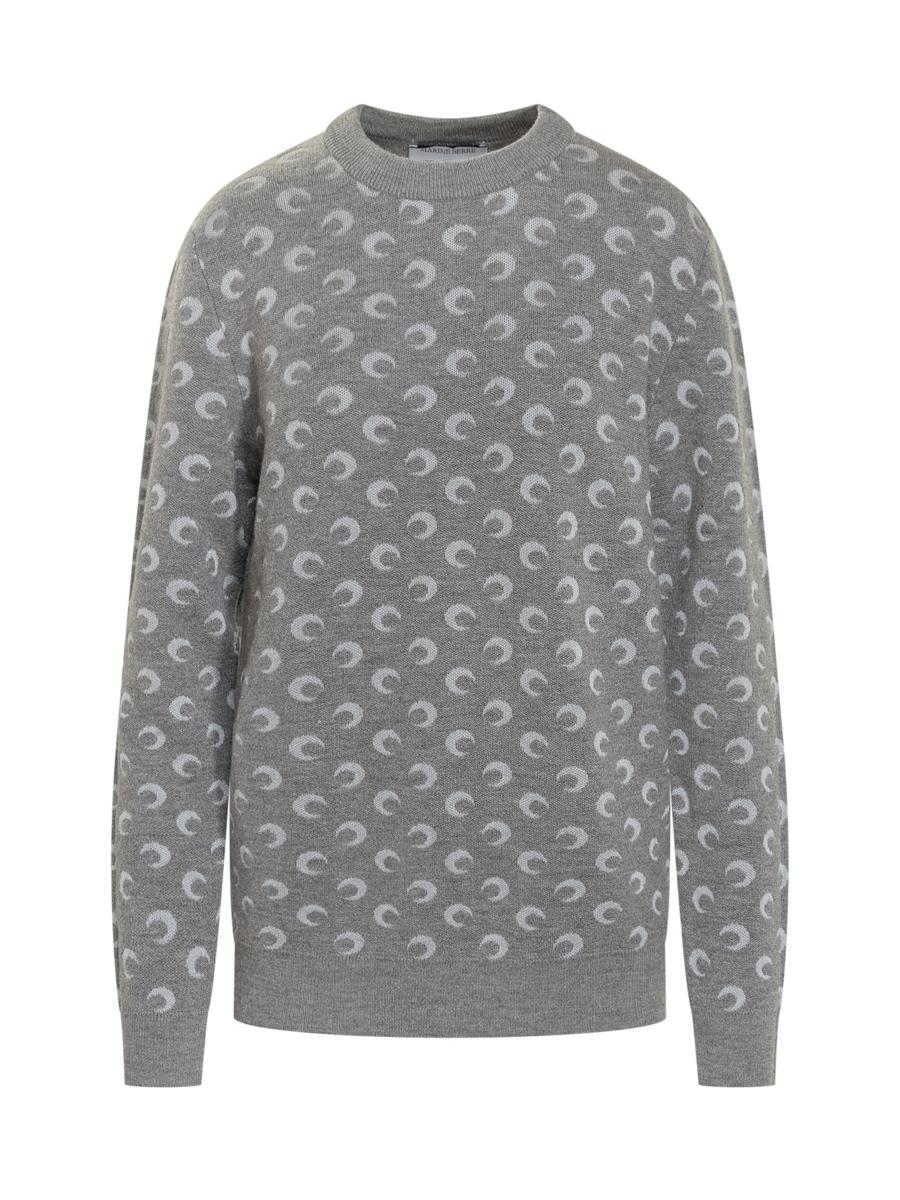 Marine Serre Grauer Pullover mit Mond-Print von Marine Serre