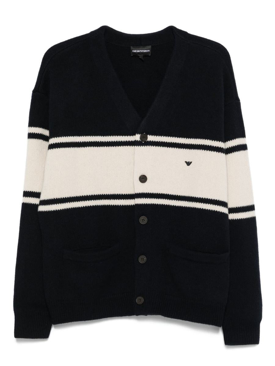 Emporio Armani – Strickjacke aus Wolle mit V-Ausschnitt