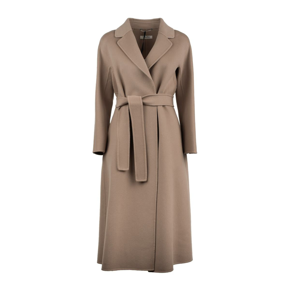 Max Mara – Midimantel aus drapierter Wolle in Taubengrau