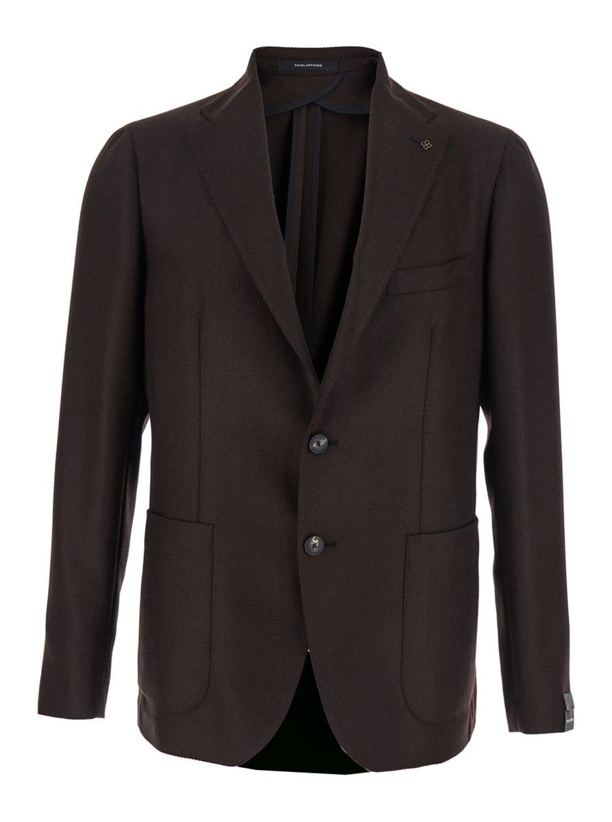Bordeauxfarbene, einreihige Jacke mit gekerbtem Revers aus Wolle für Herren