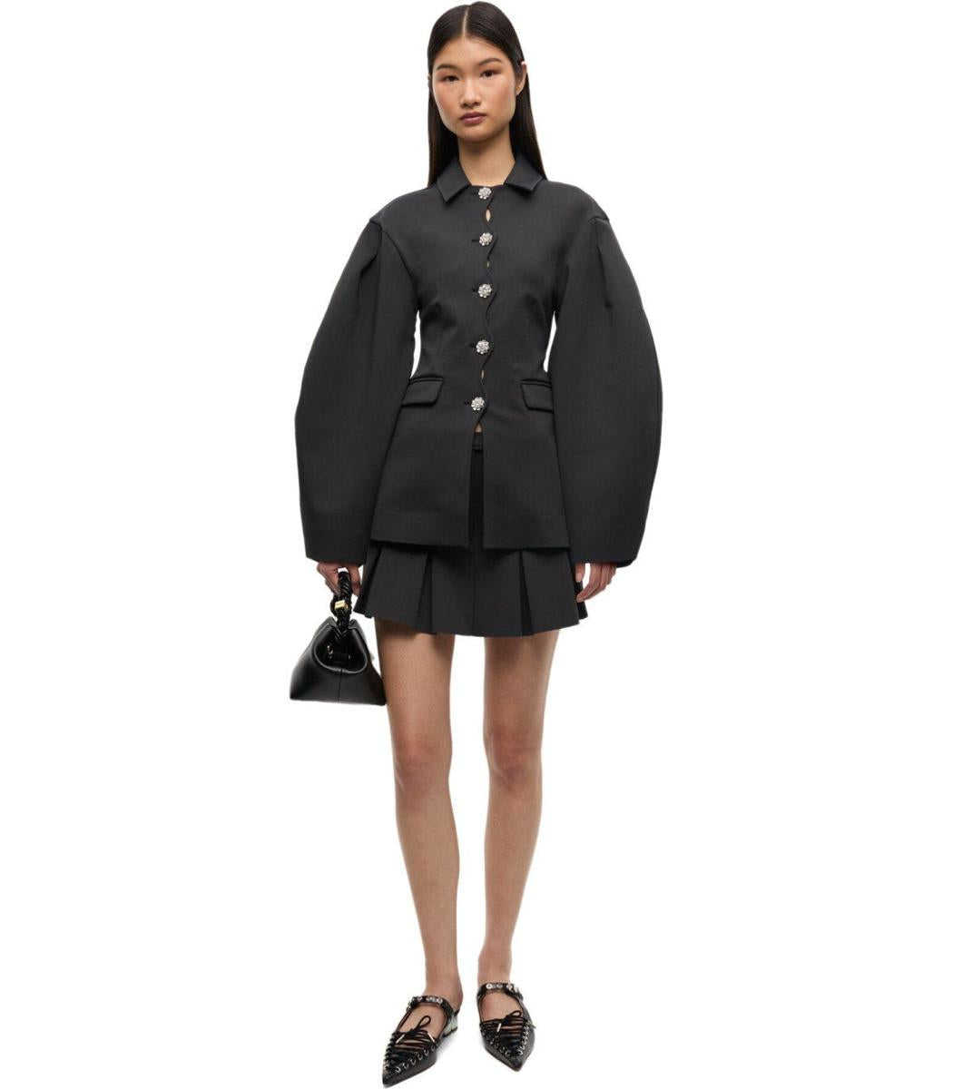 Ganni – Schwarzer, plissierter Minirock