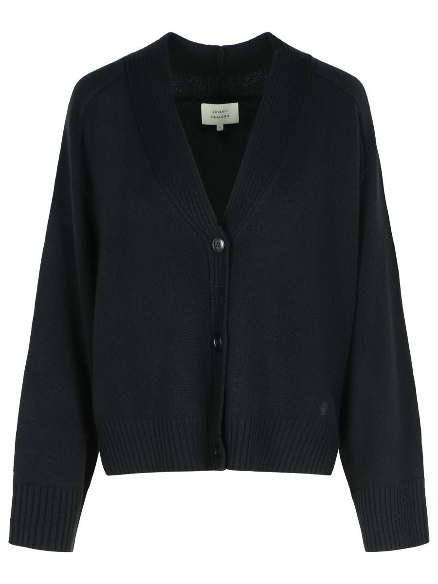 Loulou Studio – Schwarze Kaschmir-Strickjacke