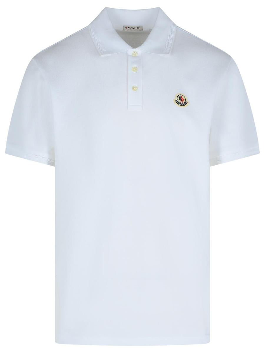 Moncler Weißes Baumwoll-Poloshirt aus weißer Piquet-Baumwolle