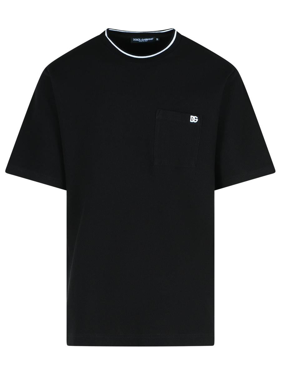 Dolce & Gabbana Schwarzes Baumwoll-T-Shirt